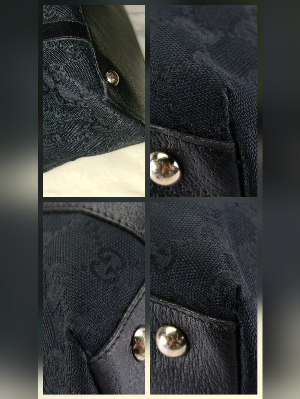 Authentic Gucci GG Black Canvas Abbey Zip Tote Shoulder Gold Hardware Bag - Picture 12 of 15